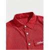 image:imageGORGLITTER Mens Striped Button Down Up Cropped T Shirt Short Sleeve Letter Summer Vacation Shirts Boxy Tees StreetwearBright Red
