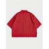 image:imageGORGLITTER Mens Striped Button Down Up Cropped T Shirt Short Sleeve Letter Summer Vacation Shirts Boxy Tees StreetwearBright Red