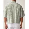 image:imageGORGLITTER Mens Striped Button Down Up Cropped T Shirt Short Sleeve Letter Summer Vacation Shirts Boxy Tees StreetwearGreen