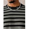 image:imageGORGLITTER Mens Striped Cropped Shirt Short Sleeve Crew Neck Boxy Cool Vintage Y2K Casual Streetwear TshirtsBlack and White