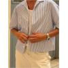 image:imageGORGLITTER Mens Striped Cropped Shirts Casual Button Down Short Sleeve TShirt Summer Hippie Beach Vacation TopsBlack and White