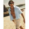 image:imageGORGLITTER Mens Striped Cropped T Shirt Button Down Up Y2k Short Sleeve Collar Oversized TopsGreen