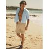 image:imageGORGLITTER Mens Striped Cropped T Shirt Button Down Up Y2k Short Sleeve Collar Oversized TopsGreen