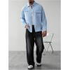 image:imageGORGLITTER Mens Striped Shirt Letter Embroidered Long Sleeve Button Down Collared Shirts Fall Trendy 2025Blue and White