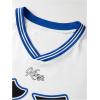 image:imageGORGLITTER Mens V Neck Number Graphic Cropped T Shirt Oversized Casual Drop Shoulder Short Sleeve Tee TopBlue and White