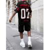 image:imageGORGLITTER Mens V Neck Racing Print Jersey Shirt Number Graphic Oversized Short Sleeve Streetwear TShirtBlack and Red