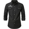 image:imageGORGLITTER Mens Western Cowboy Shirts Long Sleeve Button Down Slim Fit Office Work Country ShirtBlack