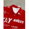 image:imageGORGLITTER Mens Y2K Cropped Button Down Oversized Shirts Streetwear Graphic Short Sleeve Collar TopsRed