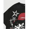 image:imageGORGLITTER Mens Y2K Graphic Tee Oversized Crewneck Short Sleeve Drop Shoulder Vintage Boxy Streetwear Casual T ShirtBlack Graphic Print