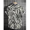 image:imageGORGLITTER Mens Y2k Hawaiian Zebra Print Shirt Casual Animal Print Button Up Short Sleeve Collar Cheetah Print TopsBlack