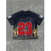 image:imageGORGLITTER Mens Y2k Jersey Number Graphic Mesh Short Sleeve V Neck Football T ShirtRed