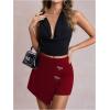 image:imageGORGLITTER Womens Asymmetrical Wrap Mini Skort Skirts Y2K Sparkle Shorts Summer Rave Party Concert Festival SkortsBurgundy