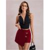 image:imageGORGLITTER Womens Asymmetrical Wrap Mini Skort Skirts Y2K Sparkle Shorts Summer Rave Party Concert Festival SkortsBurgundy