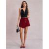 image:imageGORGLITTER Womens Asymmetrical Wrap Mini Skort Skirts Y2K Sparkle Shorts Summer Rave Party Concert Festival SkortsBurgundy