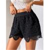 image:imageGORGLITTER Womens Crochet Lace Boho Shorts Floral Guipure High Waisted Scallop Hem Summer Beach ShortsBlack