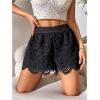 image:imageGORGLITTER Womens Crochet Lace Boho Shorts Floral Guipure High Waisted Scallop Hem Summer Beach ShortsBlack