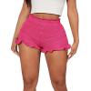 image:imageGORGLITTER Womens Crochet Shorts Ruffle Bloomer Beach Summer Cute Y2k Elastic Waist Frilly Mini Micro Knit ShortsHot Pink