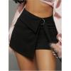 image:imageGORGLITTER Womens High Waisted Wrap Mini Skort Dressy Business Casual Summer Fold Over O Ring Work Formal Skirt ShortsBlack