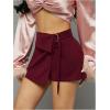 image:imageGORGLITTER Womens High Waisted Wrap Mini Skort Dressy Business Casual Summer Fold Over O Ring Work Formal Skirt ShortsBurgundy
