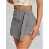 image:imageGORGLITTER Womens High Waisted Wrap Mini Skort Dressy Business Casual Summer Fold Over O Ring Work Formal Skirt ShortsGrey