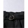 image:imageGORGLITTER Womens Pleated Lace Belted Dress Shorts Wide Leg Tailored Formal Dressy Work Shorts with PocketsBlack