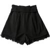 image:imageGORGLITTER Womens Pleated Lace Belted Dress Shorts Wide Leg Tailored Formal Dressy Work Shorts with PocketsBlack