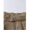 image:imageGORGLITTER Womens Pleated Lace Belted Dress Shorts Wide Leg Tailored Formal Dressy Work Shorts with PocketsCoffee Brown