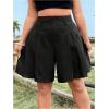 image:imageGORGLITTER Womens Plus Size Dressy Shorts Casual Elastic High Waist Wide Leg Business Casual Work Tailored ShortsBlack