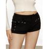 image:imageGORGLITTER Womens Y2k Punk Grommet Eyelet Mini Denim Shorts Low Rise Rave Club Jean Bottoms Jorts StreetwearBlack