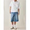 image:imageMens Striped Button Down Up Cropped T Shirt Letter Graphic Short Sleeve Collar TopWhite