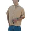 image:imageGORGLITTER Mens Gingham Cropped Shirt Button Down Up Plaid Checkered Short Sleeve Collar Loose Streetwear Crop TopsCoffee Brown