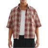 image:imageGORGLITTER Mens Gingham Cropped Shirt Plaid Button Up Short Sleeve Checkered Vintage Streetwear Crop Tops TeeRed