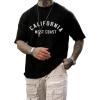 image:imageGORGLITTER Mens Graphic Oversized T Shirt Drop Shoulder Short Sleeve Mock Neck Designer Tees StreetwearBlack