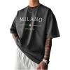 image:imageGORGLITTER Mens Graphic T Shirts Oversized Letter Crewneck Short Sleeve Y2k Tees TopDark Grey