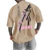 image:imageGORGLITTER Mens Japanese Letter Graphic Tee Top Oversized Short Sleeve Casual Aesthetic Print TShirtApricot Sword  Cherry Blossom