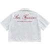 image:imageGORGLITTER Mens Letter Graphic Boxy Cropped Shirt Button Down Short Sleeve Loose Fit Streetwear Tops Y2KWhite