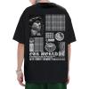 image:imageGORGLITTER Mens Letter Graphic Print T Shirts Round Neck Short Sleeve Loose Tee TopsBlack Figure