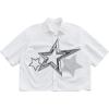 image:imageGORGLITTER Mens Lips Graphic Button Down Cropped Shirt Y2k Short Sleeve Collar Boxy Going Out Tops StreetwearGraphic White