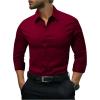 image:imageGORGLITTER Mens Long Sleeve Dress Shirts Button Down Collared Business Work Office Shirt Old Money ClothesBurgundy