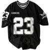 image:imageGORGLITTER Mens Number Graphic Jersey Shirts Short Sleeve V Neck Sports T Shirt TopBlack