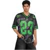 image:imageGORGLITTER Mens Number Graphic Jersey Shirts Short Sleeve V Neck Tees Sports TShirt TopBlack and Green