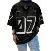 image:imageGORGLITTER Mens Number Letter Print Jersey Tees Tops Y2k Graphic Short Sleeve V Neck Summer Casual Oversized Tee ShirtBlack and White
