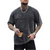 image:imageGORGLITTER Mens Oversized Short Sleeve Tee Shirt Y2K Vintage Cool Acid Wash Drippy Streetwear TShirtsBlack