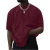 image:imageGORGLITTER Mens Oversized T Shirt Letter Graphic Short Sleeve Drop Shoulder Crewneck Tee TopsBurgundy
