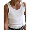 image:imageGORGLITTER Mens Ribbed Tank Tops Scoop Neck Workout Gym Muscle Shirts Sleeveless UndershirtsWhite