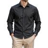 image:imageGORGLITTER Mens Striped Button Down Dress Shirt Long Sleeve Collar Office Work TopsBlack