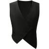 image:imageGORGLITTER Mens Suit Blazer Vest V Neck Button Down Wrap Sleeveless Jacket Casual Business Formal WaistcoatBlack