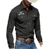 image:imageGORGLITTER Mens Western Cowboy Shirts Long Sleeve Button Down Slim Fit Office Work Country ShirtBlack