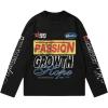 image:imageGORGLITTER Mens Y2k Graphic Shirts Streetwear Oversized Long Sleeve Crewneck Vintage Tee TopsBlack