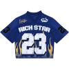 image:imageGORGLITTER Mens Y2k Jersey Number Graphic Mesh Short Sleeve V Neck Football T ShirtBlue